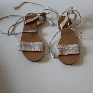 J.CREW CREAM/SILVER SANDAL SZ 10*